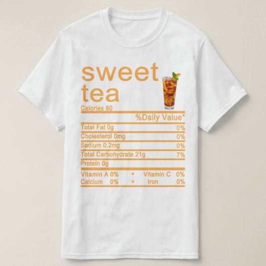 zoete thee Nutrition Facts label T-shirt (Design voorkant)