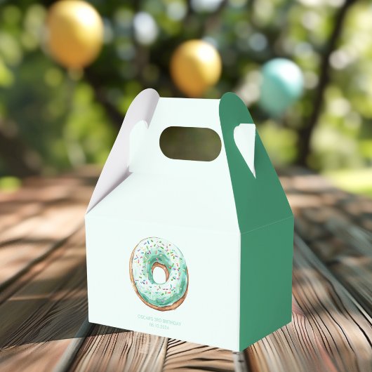 Zoete tijd pastel groene donut verjaardag bedankdoosjes