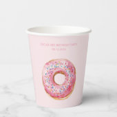 Zoete tijd pastel roze donut verjaardag papieren bekers (Achterkant)