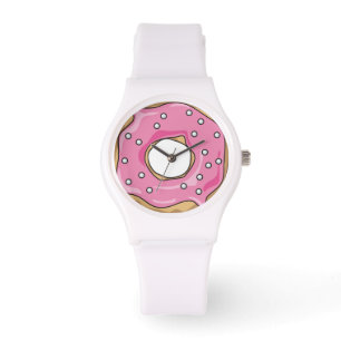Zoete tijd roze donut horloge