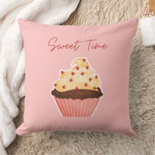 Zoete Tijd Valentijnsdag Cupcake Roze Worp Kussen