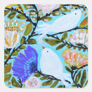 Zoete Tortelduifjes II Vierkante Sticker