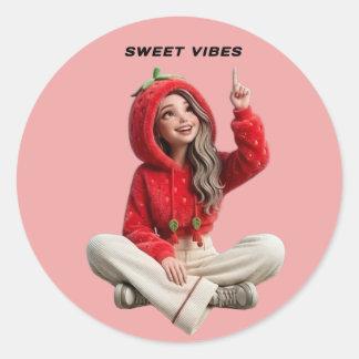 Zoete trillingen aardbei hoodie karakter sticker