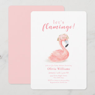 Zoete Tropische Bloemenkroon Flamingo Baby Shower Kaart