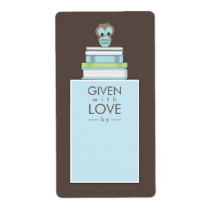 Zoete Uil Bookplate Gift Label Blauw bruin