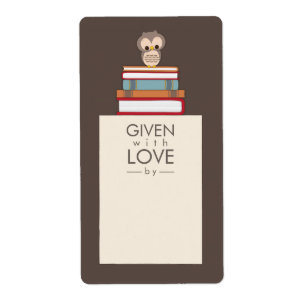Zoete Uil Bookplate Naam Label Rood Blauw