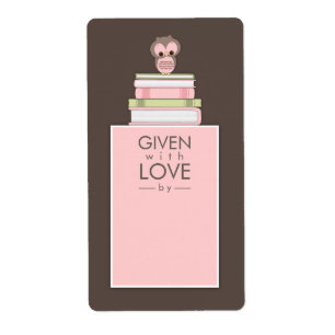 Zoete Uil Bookplate Naam Label Roze bruin