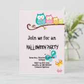 zoete uil en vlinder Halloween feest Kaart (Staand voorkant)