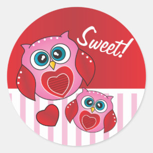 Zoete Uil Valentijn Ronde Sticker
