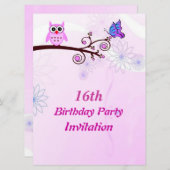 Zoete uitnodiging 16 Birthday Party (Voorkant / Achterkant)