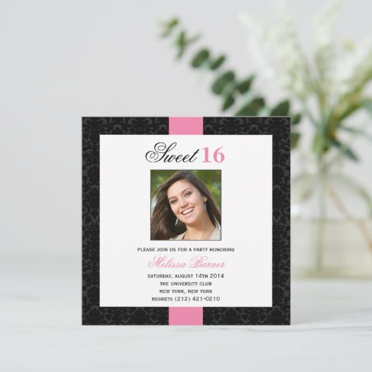 Zoete uitnodiging 16 Birthday Party (Staand voorkant)
