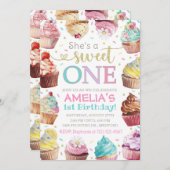 Zoete Uitnodiging, Cupcake Uitnodiging (Voorkant / Achterkant)