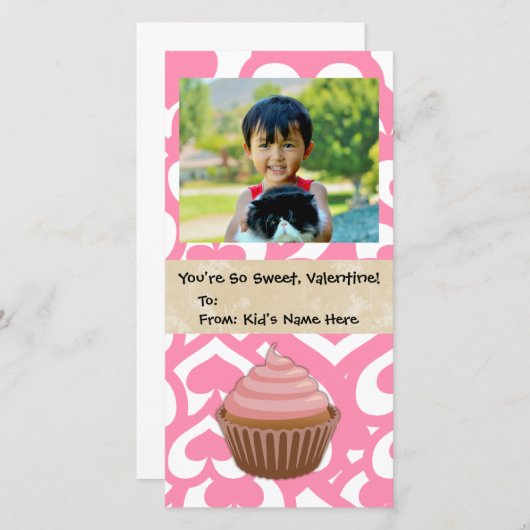 Zoete Valentijn Cupcake Kid's Feestdagenkaart (Voorkant / Achterkant)