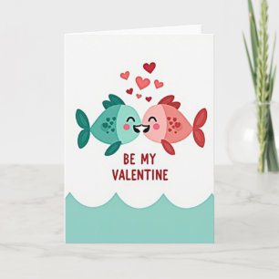 Zoete Valentijn Vis Kus Kaart