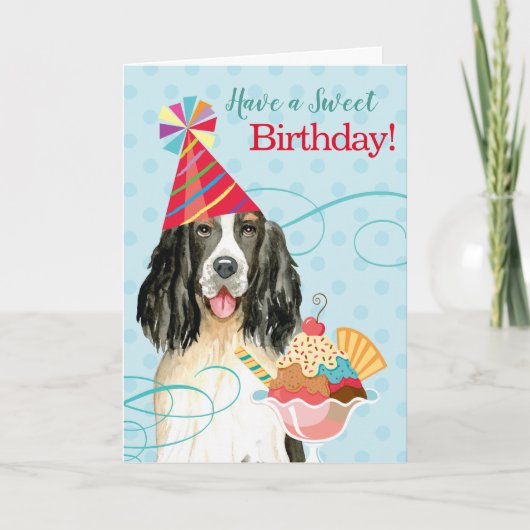 Zoete Verjaardag Engelse Springer Spaniel Kaart (Voorkant)