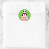 Zoete verjaardag / Leuke panda met taart en kers Ronde Sticker (Tas)