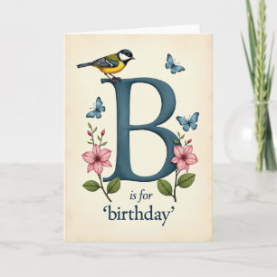 Zoete Verjaardagsvogel Brief B Kaart