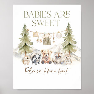 Zoete verrassing bosavontuur jongens babyshower poster