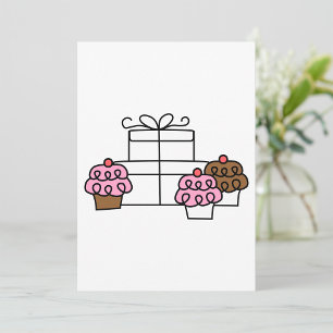 Zoete Viering Cupcake en Cadeaudoos Kaart