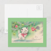 Zoete vintage kerst Kittens Feestdagenkaart (Voorkant / Achterkant)