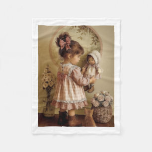 Zoete Vintage Kleine Meisje met Pop Deken