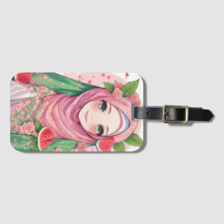 Zoete Watermeloen Meisje – Cute Anime iPhone 15 Ho Bagagelabel