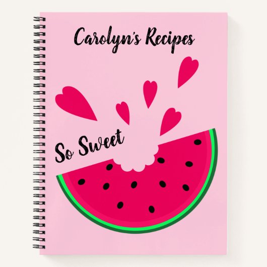 Zoete watermeloen met hart, je recepten notitieboek (Voorkant)