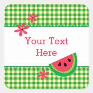 Zoete Watermeloen Plaid Vierkante Sticker