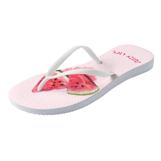 Zoete Watermeloenen Grappige Flip Flops - Aangepas (Schuin)