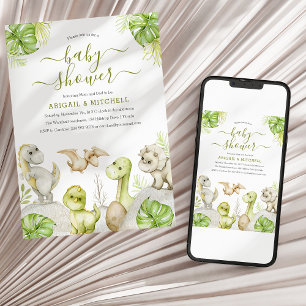 Zoete Waterverf Dinosaurus Baby shower Kaart