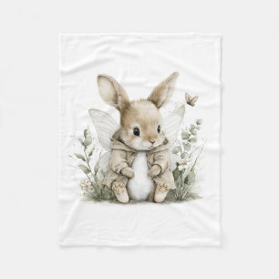 Zoete waterverf fee konijn illustratie fleece deken