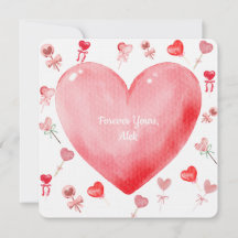 Zoete Waterverf Hart Valentijnkaart