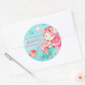 Zoete Waterverf Onder het Zee Zeemeermin Girly Ronde Sticker (Envelop)