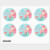 Zoete Waterverf Onder het Zee Zeemeermin Girly Ronde Sticker (Vel)