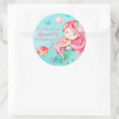 Zoete Waterverf Onder het Zee Zeemeermin Girly Ronde Sticker (Tas)