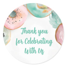 Zoete Waterverf Roze Donut Sticker