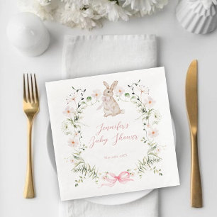 Zoete Weide Konijn Wilde Bloemen Boog Baby Shower Servet
