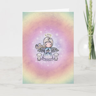Zoete Whimsical Engel Ijsberen Kerstkaart Feestdagen Kaart