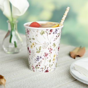 Zoete Wilde Bloem Baby Shower Papieren Bekers
