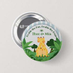Zoete Wilde Giraffe Tweeling Safari Jungle Naam Aa Ronde Button 5,7 Cm