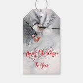 Zoete Winter Vogel Kerstmis Cadeaulabel (Voorkant)