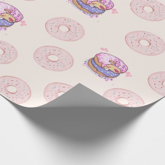 Zoete woestijn zoete donuts illustratiepatroon cadeaupapier (Hoek)