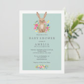 Zoete Woodland Konijn Baby Shower Uitnodiging (Staand voorkant)