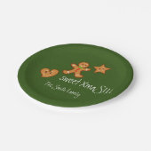 zoete XmaS peperkoek pals Custom Text op Groen Papieren Bordje (Gekanteld)