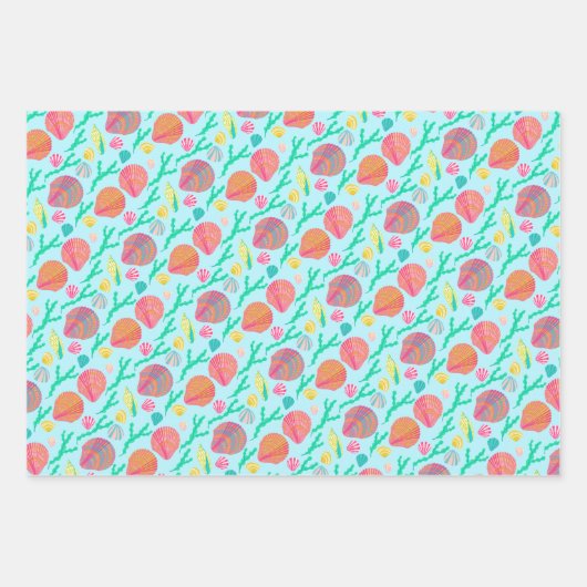 Zoete zeeschelpen Aqua Pattern Beachy Inpakpapier Vel (Voorkant 2)