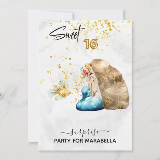 *~* ZOETE ZESTIEN Blauwe Zeemeermin Bloemen 16 Ver Kaart (Voorkant)