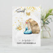 *~* ZOETE ZESTIEN Blauwe Zeemeermin Bloemen 16 Ver Kaart (Staand voorkant)