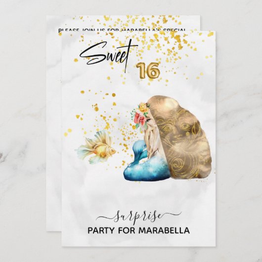 *~* ZOETE ZESTIEN Blauwe Zeemeermin Bloemen 16 Ver Kaart (Voorkant / Achterkant)