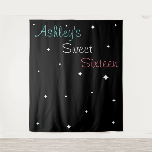 Zoete Zestien Foto Achtergrond Voeg Je Naam Toe Wandkleed (Voorkant)