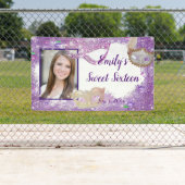 Zoete Zestien Maskerade Paarse Glitters Spandoek (Insitu)